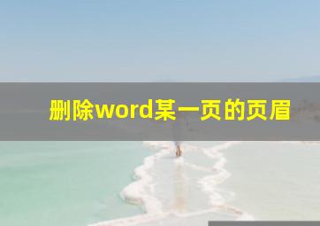 删除word某一页的页眉