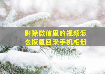 删除微信里的视频怎么恢复回来手机相册