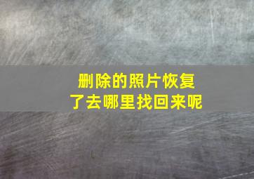 删除的照片恢复了去哪里找回来呢