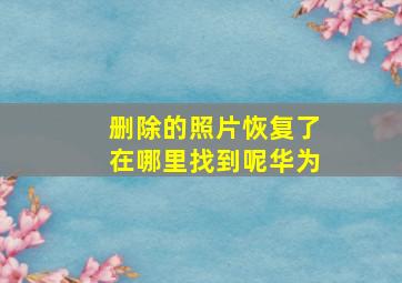 删除的照片恢复了在哪里找到呢华为