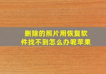 删除的照片用恢复软件找不到怎么办呢苹果