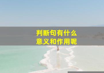 判断句有什么意义和作用呢