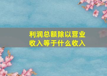 利润总额除以营业收入等于什么收入