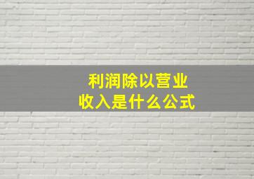 利润除以营业收入是什么公式