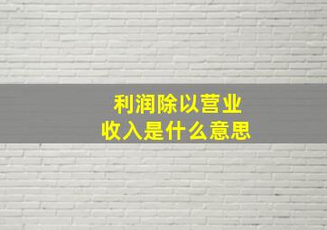 利润除以营业收入是什么意思