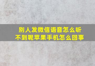 别人发微信语音怎么听不到呢苹果手机怎么回事