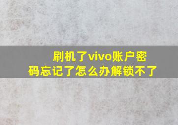 刷机了vivo账户密码忘记了怎么办解锁不了