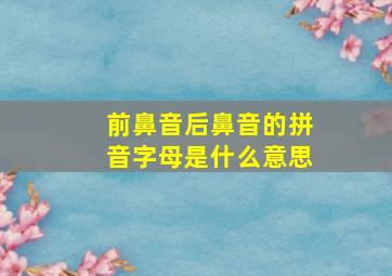 前鼻音后鼻音的拼音字母是什么意思