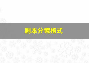 剧本分镜格式