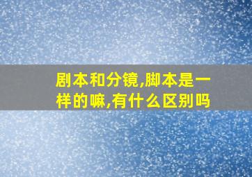 剧本和分镜,脚本是一样的嘛,有什么区别吗