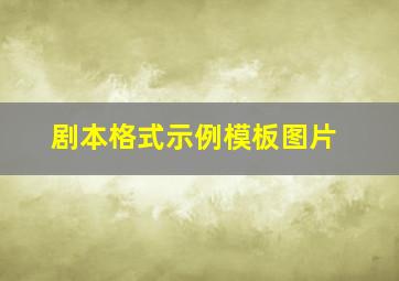 剧本格式示例模板图片