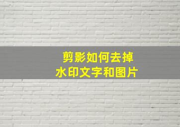 剪影如何去掉水印文字和图片