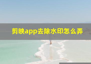 剪映app去除水印怎么弄