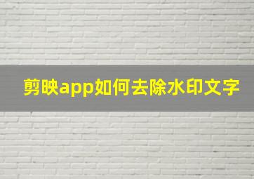 剪映app如何去除水印文字