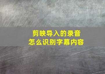 剪映导入的录音怎么识别字幕内容