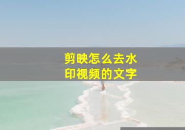 剪映怎么去水印视频的文字