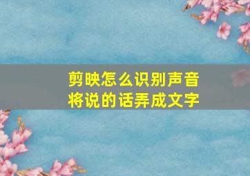 剪映怎么识别声音将说的话弄成文字