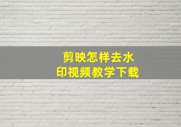 剪映怎样去水印视频教学下载