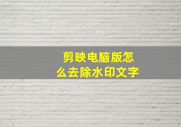 剪映电脑版怎么去除水印文字