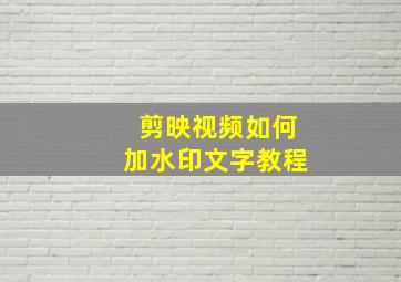 剪映视频如何加水印文字教程