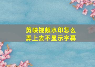 剪映视频水印怎么弄上去不显示字幕