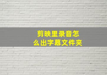 剪映里录音怎么出字幕文件夹