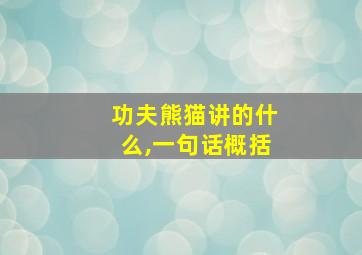 功夫熊猫讲的什么,一句话概括