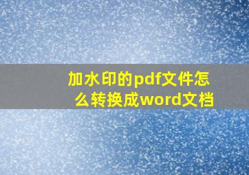 加水印的pdf文件怎么转换成word文档