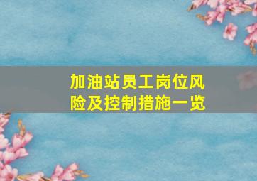 加油站员工岗位风险及控制措施一览