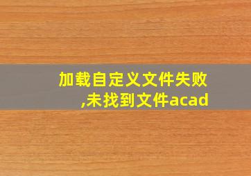 加载自定义文件失败,未找到文件acad