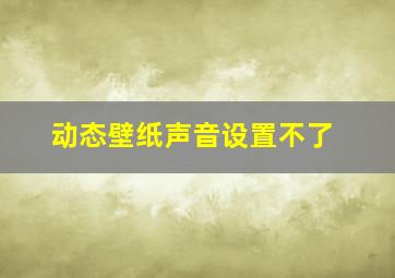 动态壁纸声音设置不了