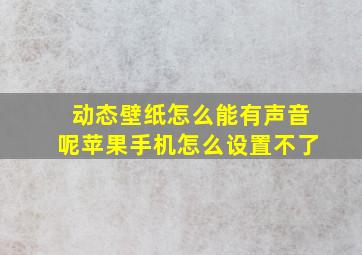 动态壁纸怎么能有声音呢苹果手机怎么设置不了