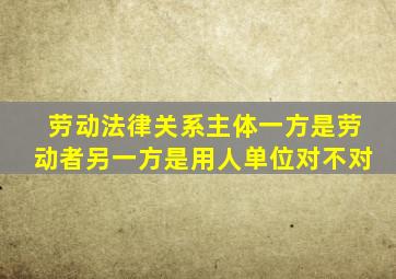 劳动法律关系主体一方是劳动者另一方是用人单位对不对