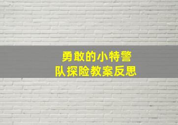 勇敢的小特警队探险教案反思