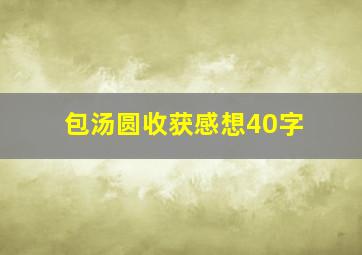 包汤圆收获感想40字