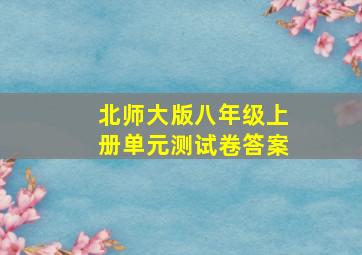 北师大版八年级上册单元测试卷答案