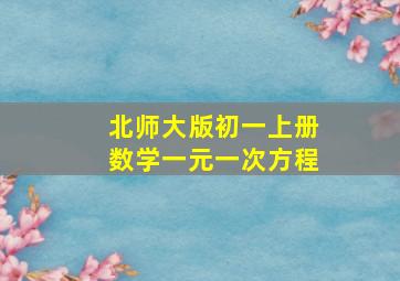 北师大版初一上册数学一元一次方程