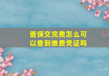 医保交完费怎么可以查到缴费凭证吗