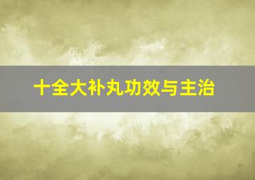 十全大补丸功效与主治