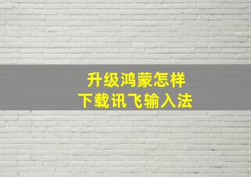 升级鸿蒙怎样下载讯飞输入法