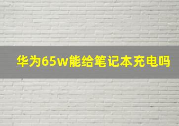 华为65w能给笔记本充电吗