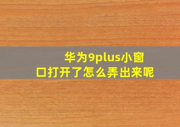 华为9plus小窗口打开了怎么弄出来呢