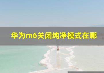 华为m6关闭纯净模式在哪