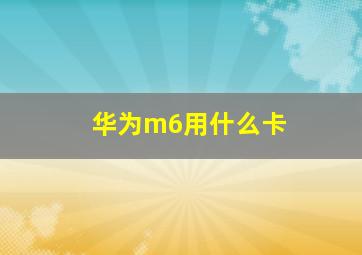 华为m6用什么卡