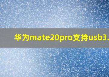 华为mate20pro支持usb3.0吗