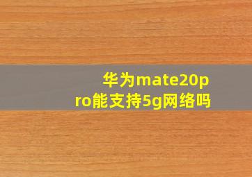 华为mate20pro能支持5g网络吗