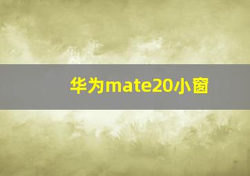 华为mate20小窗