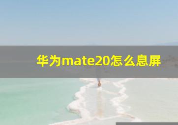 华为mate20怎么息屏