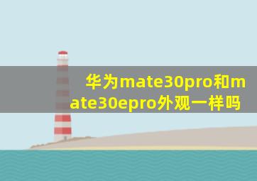 华为mate30pro和mate30epro外观一样吗