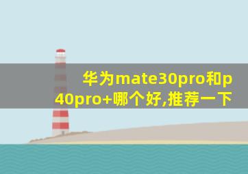 华为mate30pro和p40pro+哪个好,推荐一下